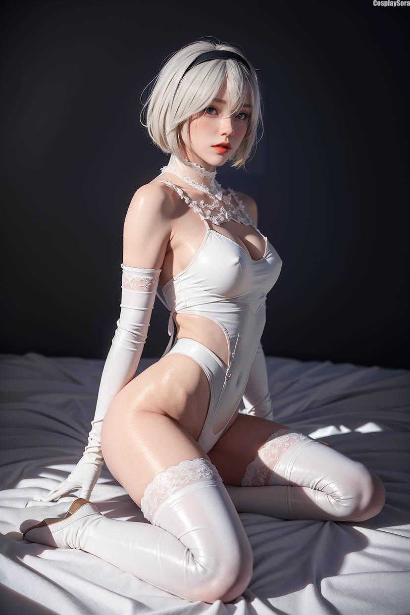 2B от нейросети в белье и халате из NieR: Automata