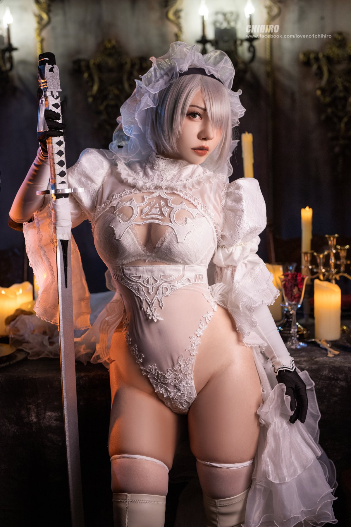 Косплей 2B в разных костюмах и белье из NieR Automata от Chihiro Chang