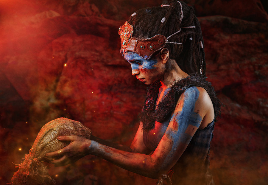Косплей воительнице пикты Senua из Hellblade: Senua’s Sacrifice от Elena Samko