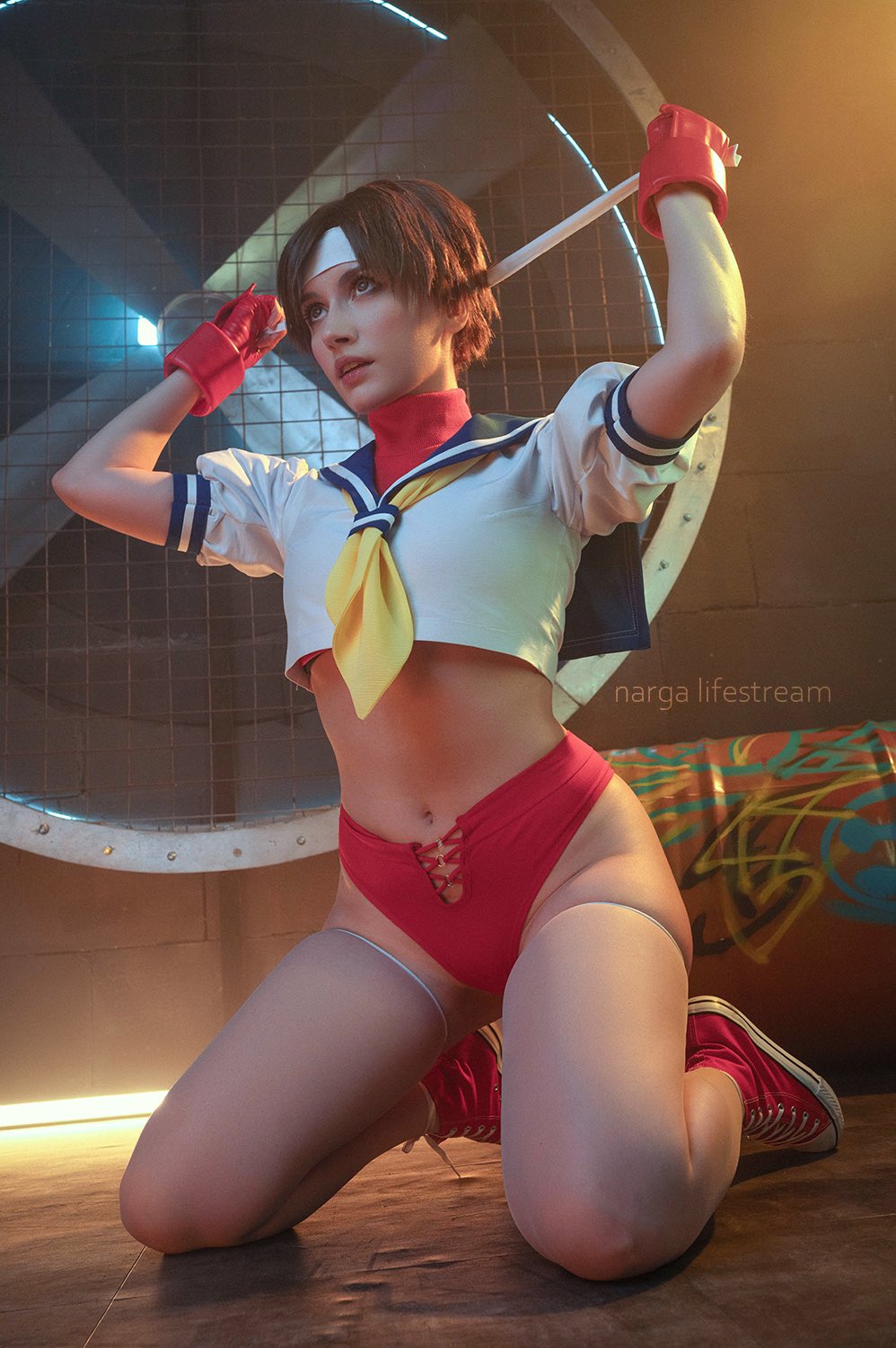 Косплей Cammy White и Sakura Kasugano из файтингов Street Fighter от Lady Melamori и Narga Lifestream 7