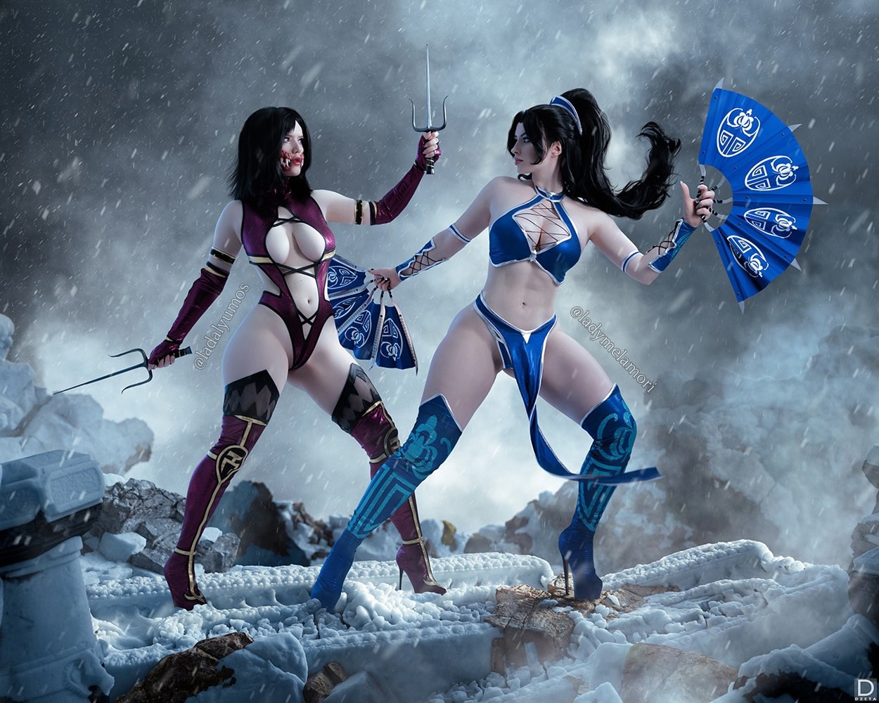 Косплей Jade, Kitana и Mileena из файтингов Mortal Kombat от Lady Melamori, Lada Lyumos и Zoe Volf 3