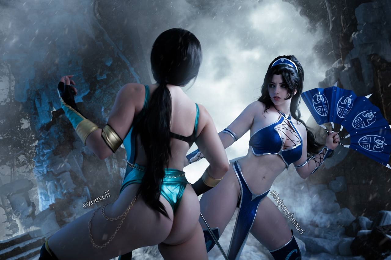 Косплей Jade, Kitana и Mileena из файтингов Mortal Kombat от Lady Melamori, Lada Lyumos и Zoe Volf 6