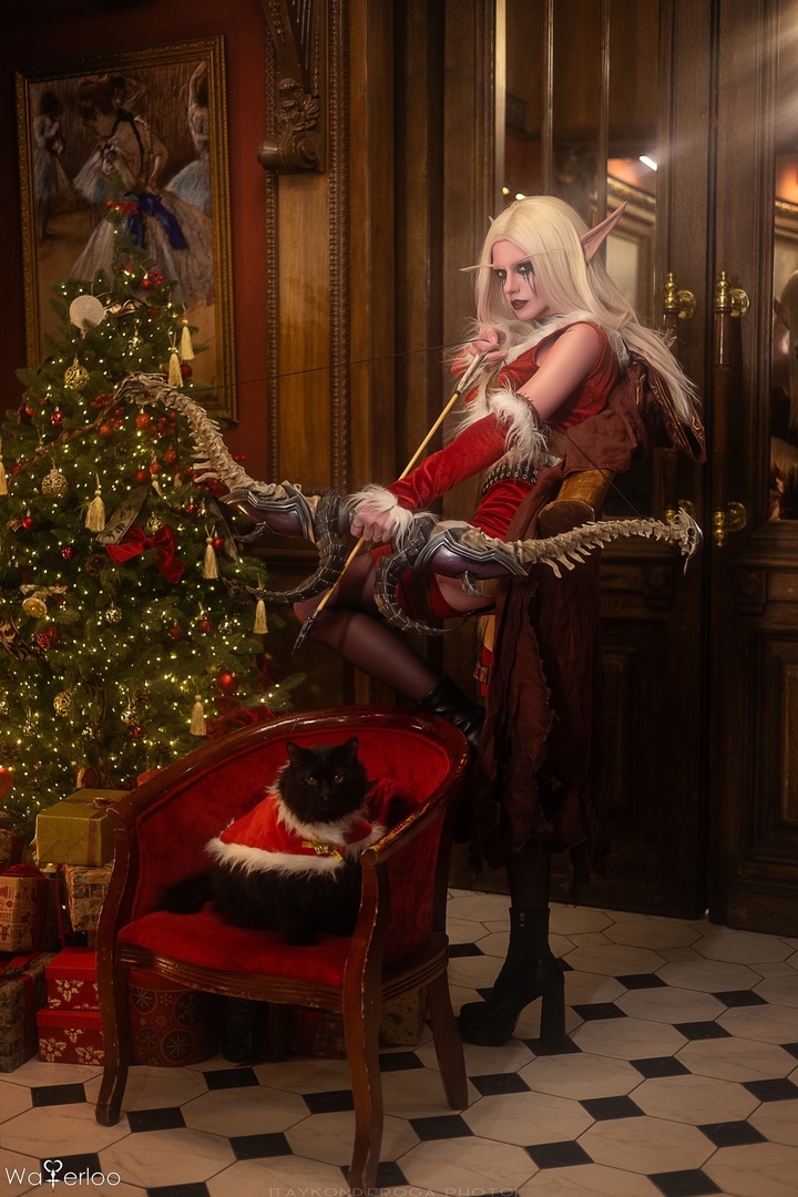 Косплей Sylvanas Windrunner в рождественском наряде из вселенной Warcraft от Waterloo 4