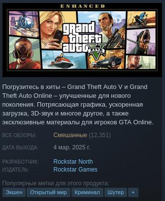 Grand theft auto 5 enhanced рейтинг в steam обрушился – игроки недовольны